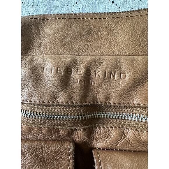 Liebeskind Berlin Genuine Leather Crossbody Shoulder Bag Beige Outside Pockets - Picture 4 of 16